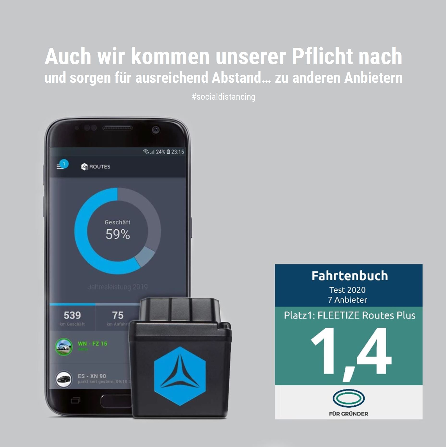 Titelbild zum Artikel Das FLEETIZE-Fahrtenbuch ist Testsieger