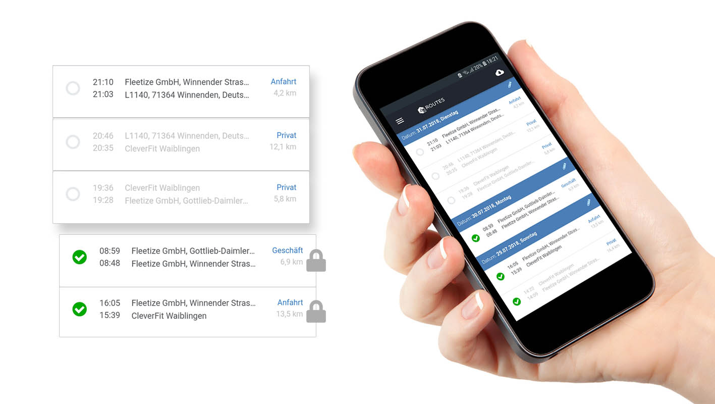 Fahrtenbuchpflege als Einzelbenutzer am Smartphone